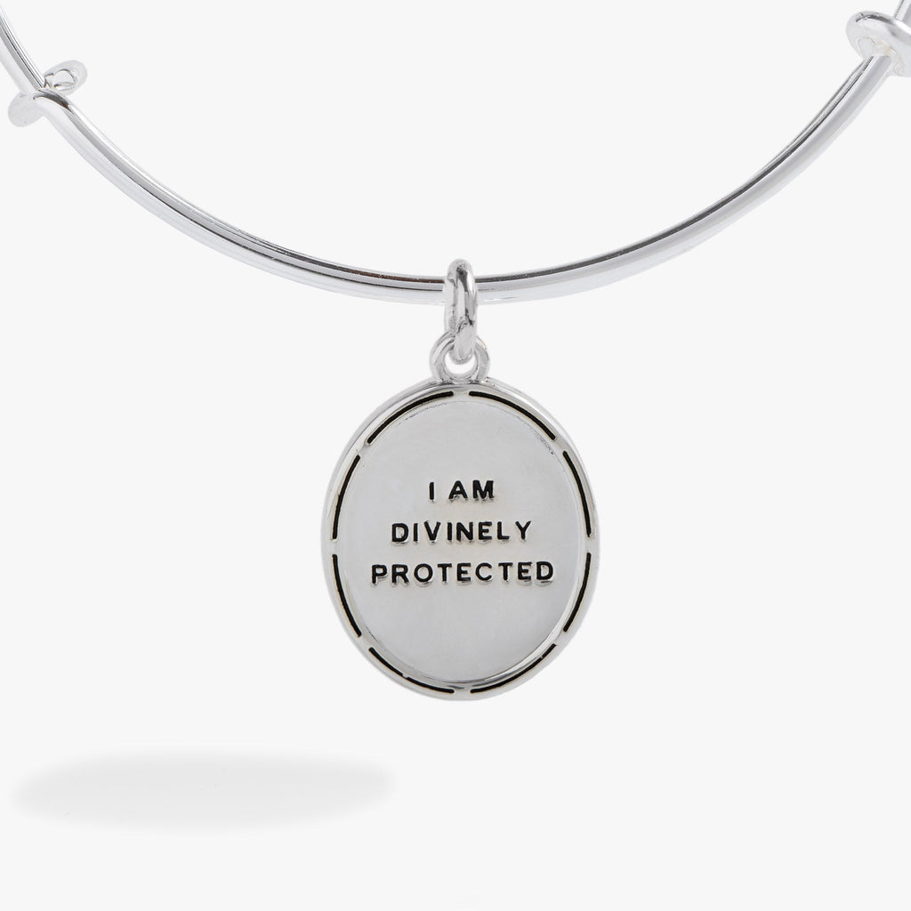 Two-Tone Guardian Angel Wing Bangle Bracelet with Crystal Detail