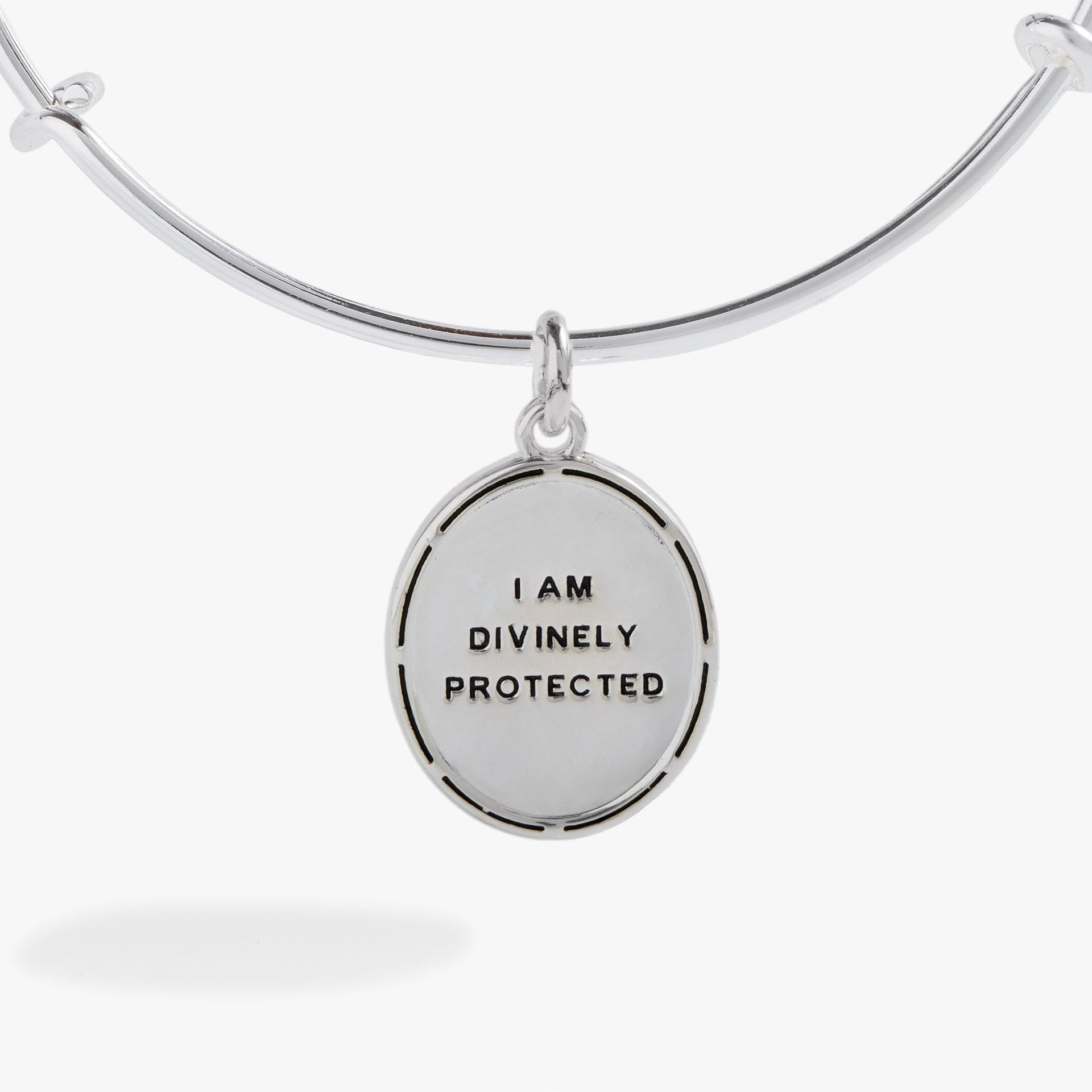 Two-Tone Guardian Angel Wing Bangle Bracelet with Crystal Detail