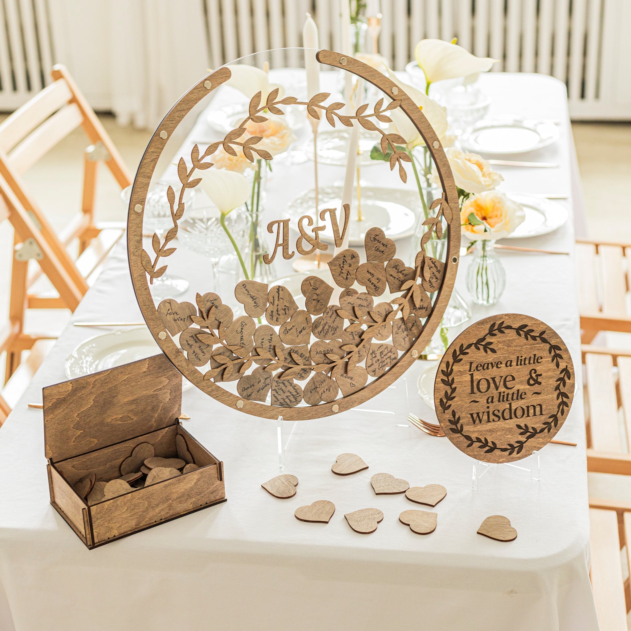 Round Acrylic Wedding Guest Book Sign - Elegant Keepsake