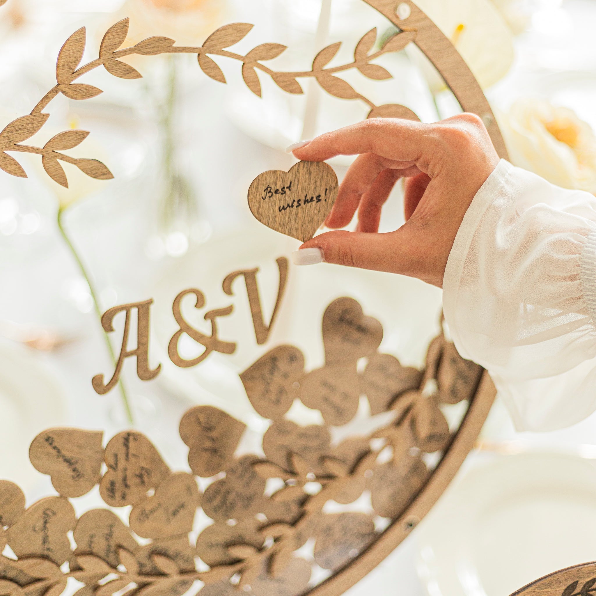 Round Acrylic Wedding Guest Book Sign - Elegant Keepsake