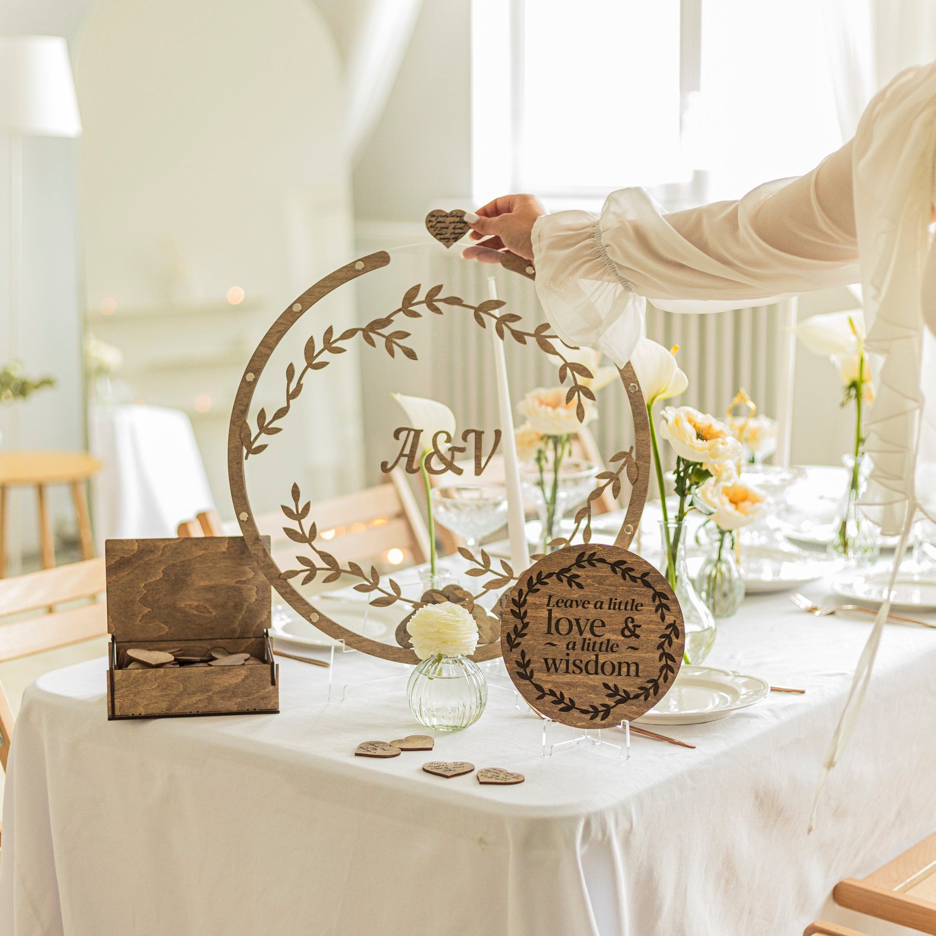 Round Acrylic Wedding Guest Book Sign - Elegant Keepsake