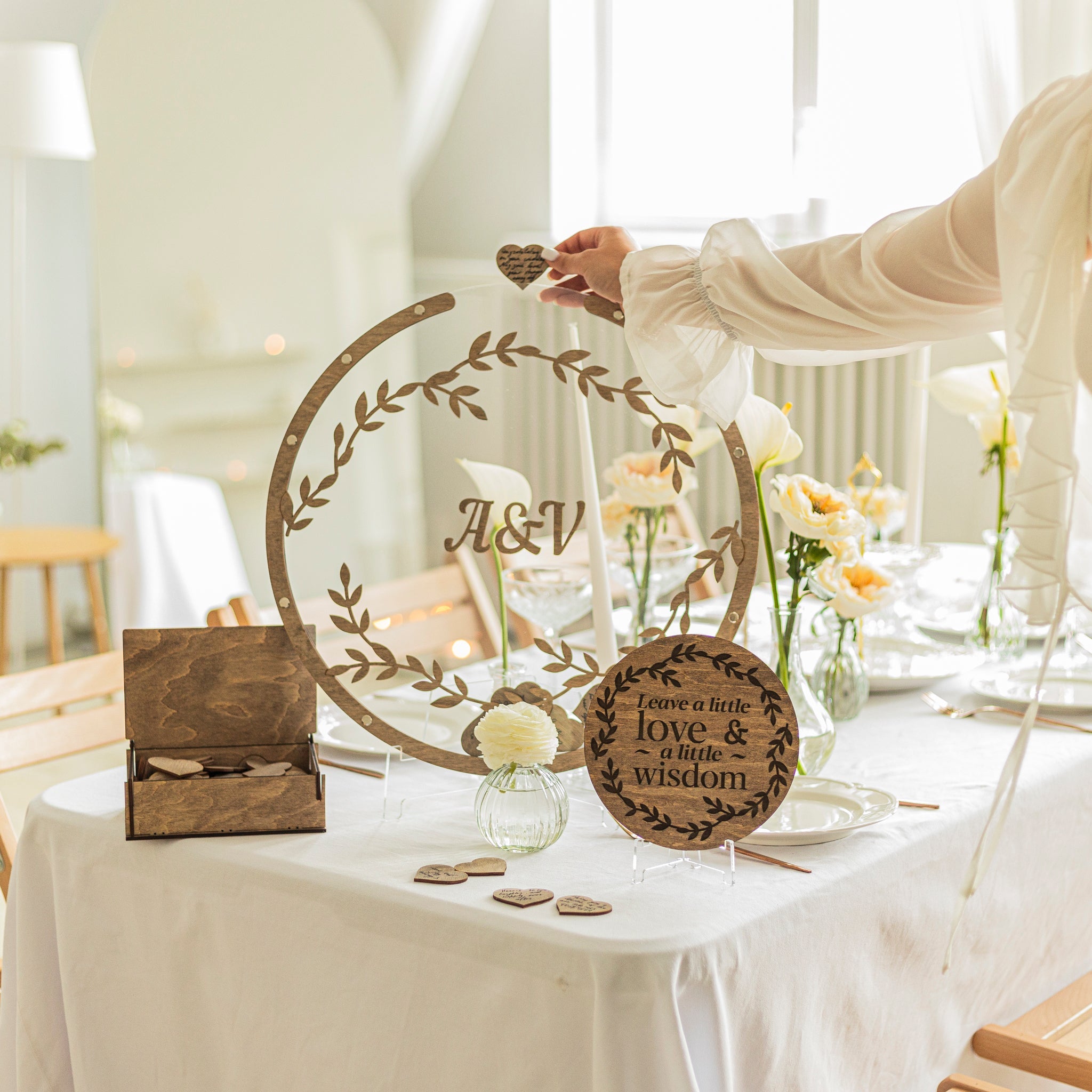 Round Acrylic Wedding Guest Book Sign - Elegant Keepsake