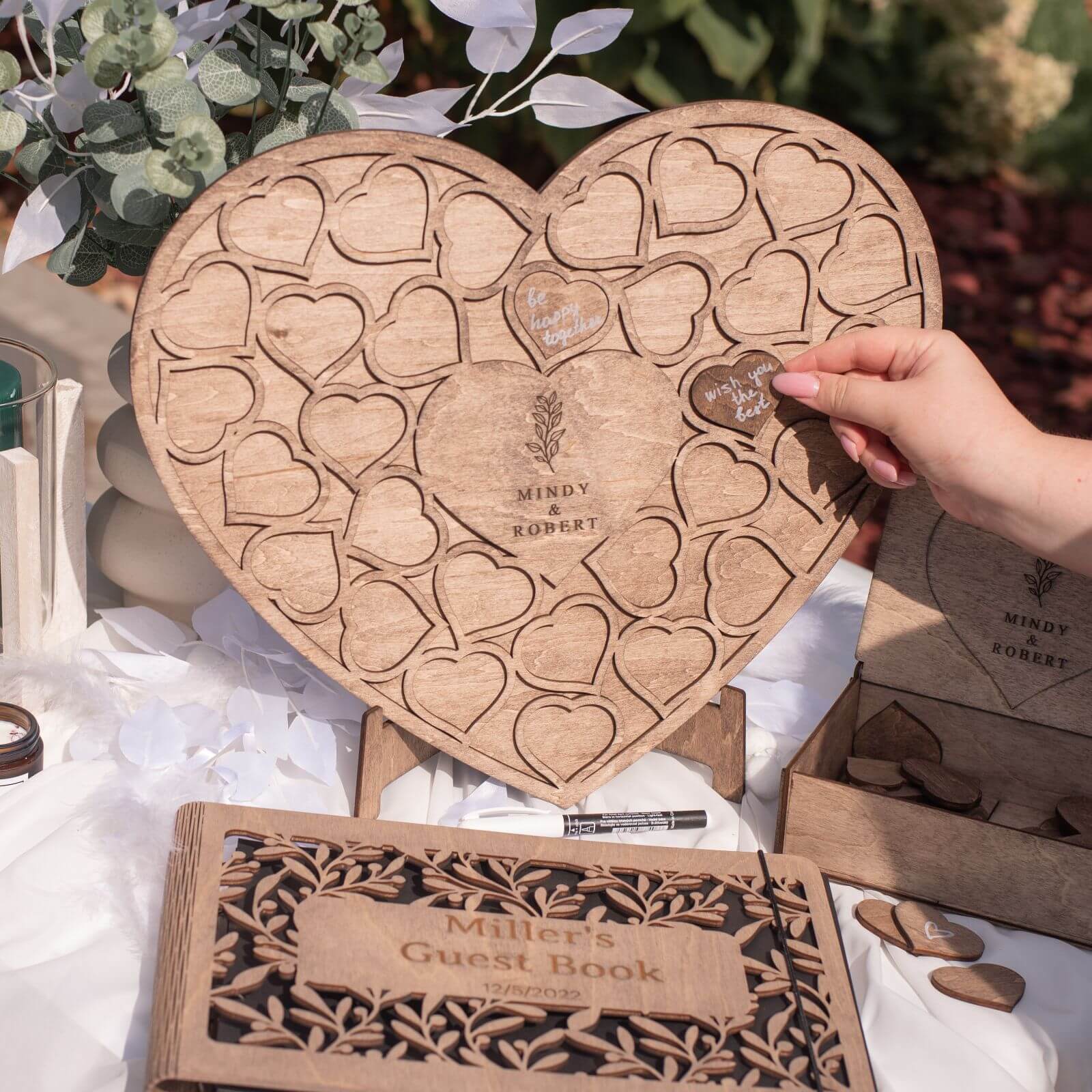 Alternative Wedding Guest Book Heart Wooden Keepsake Sign