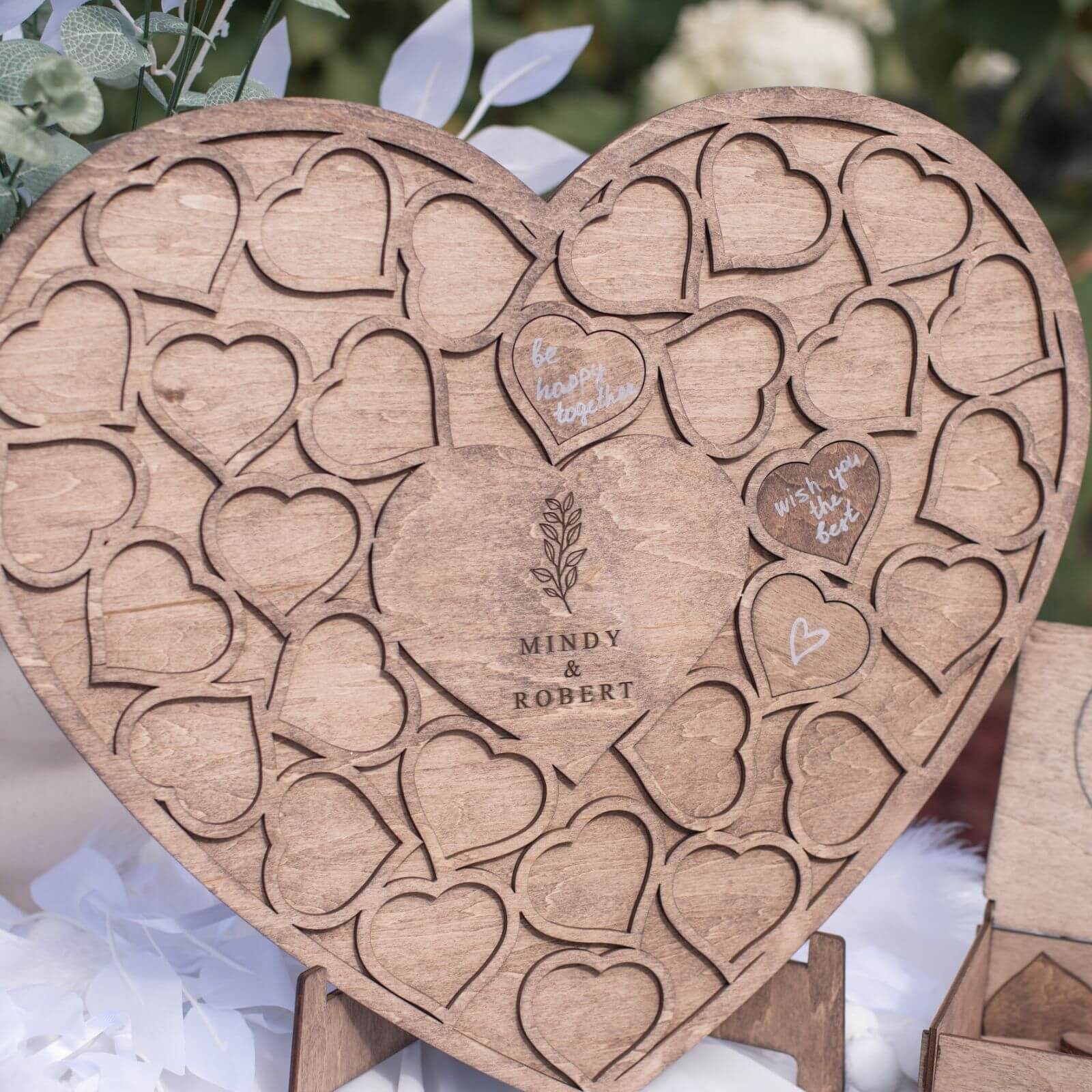 Alternative Wedding Guest Book Heart Wooden Keepsake Sign