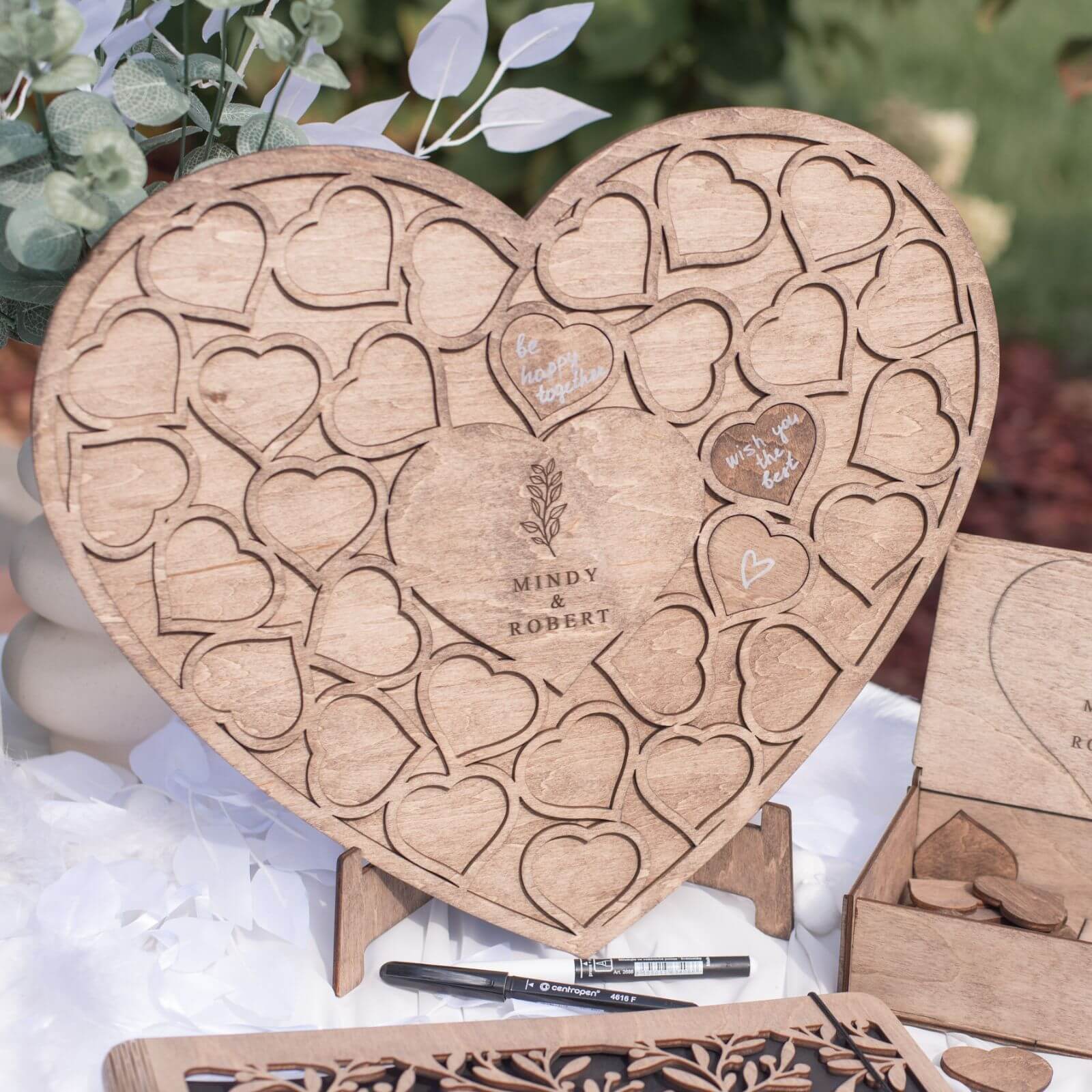 Alternative Wedding Guest Book Heart Wooden Keepsake Sign