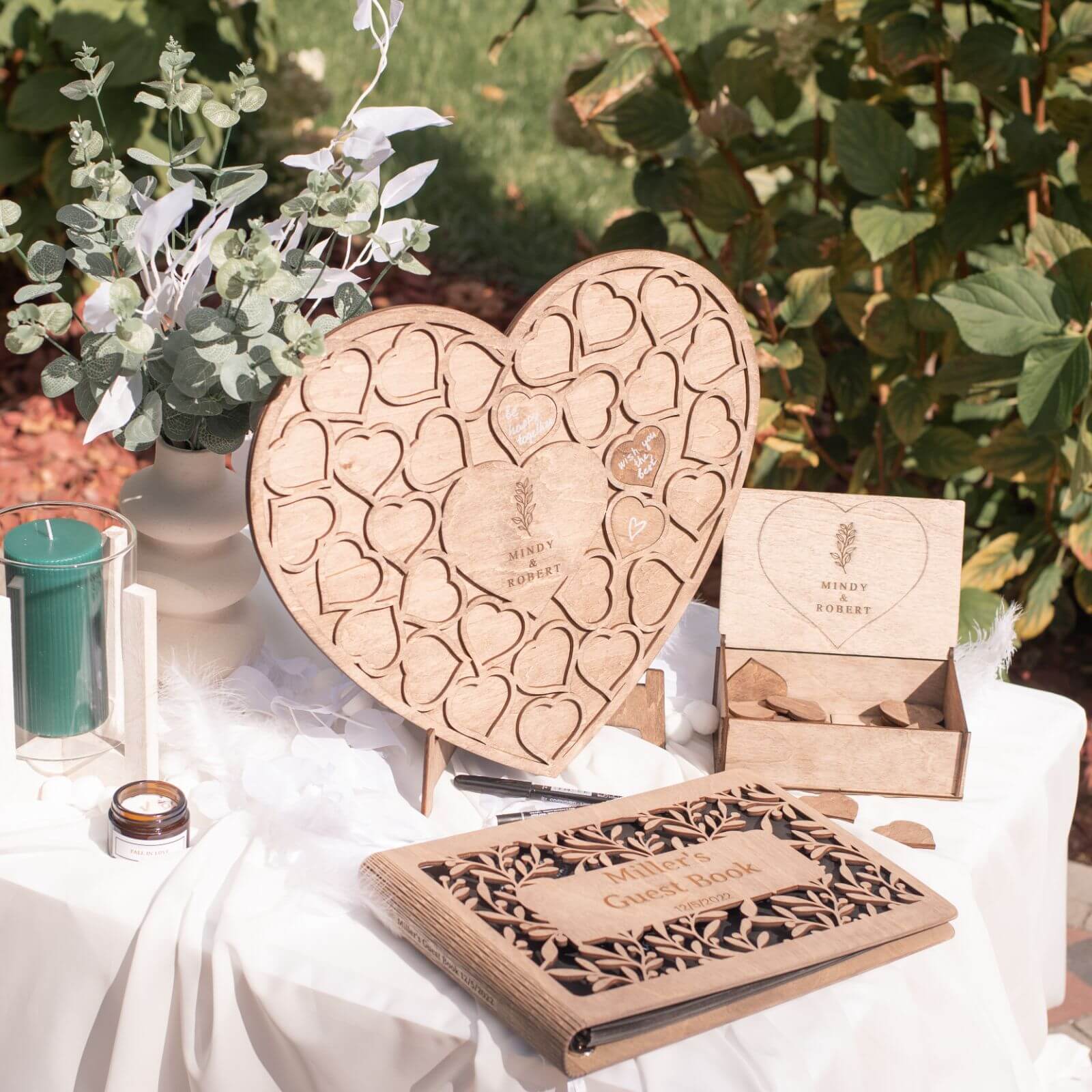 Alternative Wedding Guest Book Heart Wooden Keepsake Sign