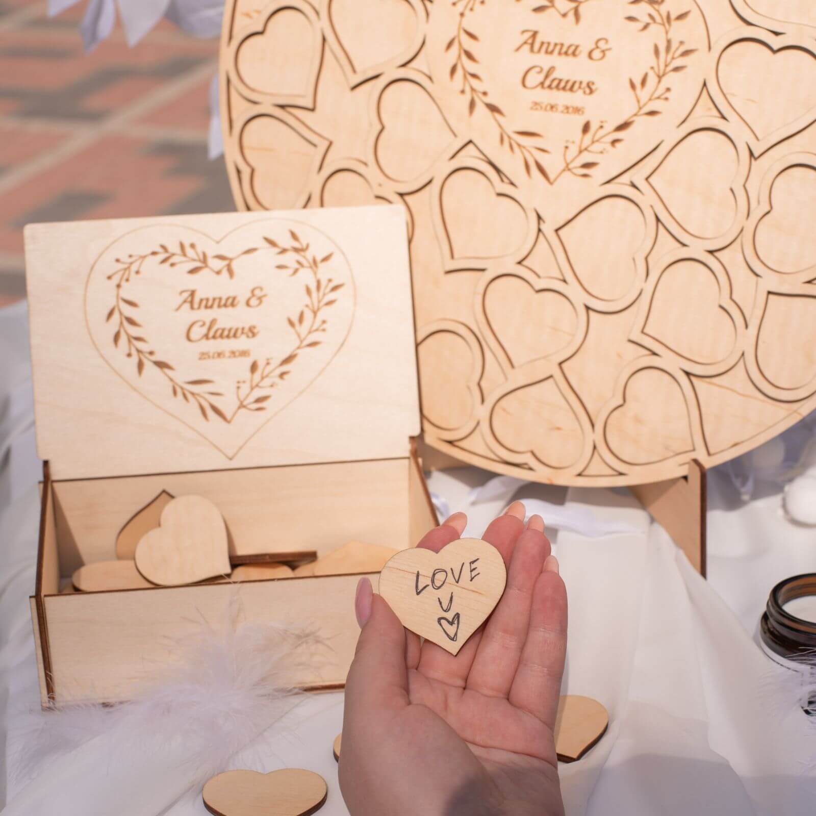 Minimalist Wooden Circle Wedding Guest Book - Natural Wood Decor