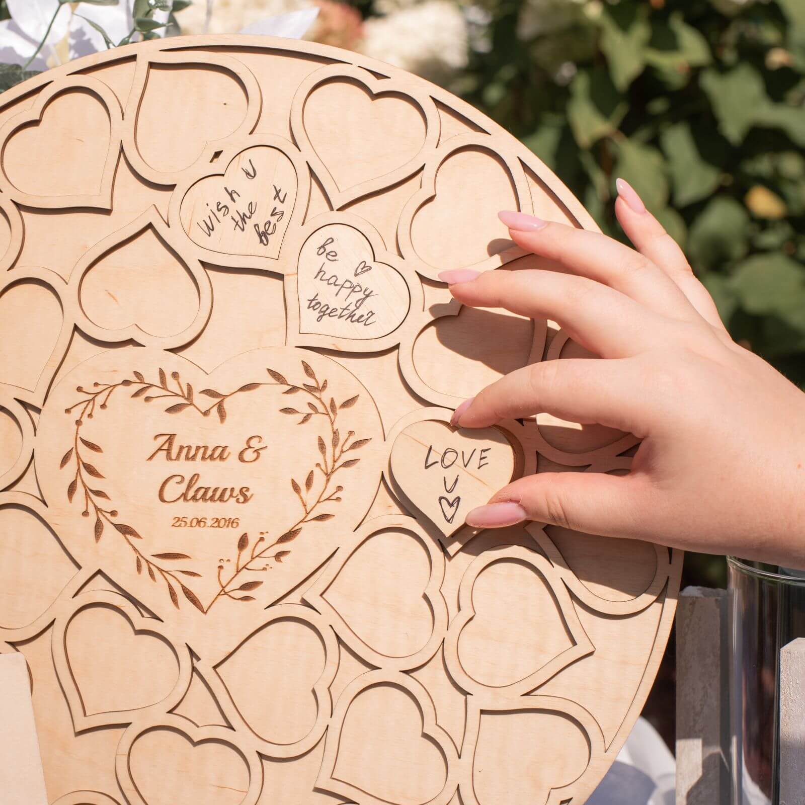 Minimalist Wooden Circle Wedding Guest Book - Natural Wood Decor