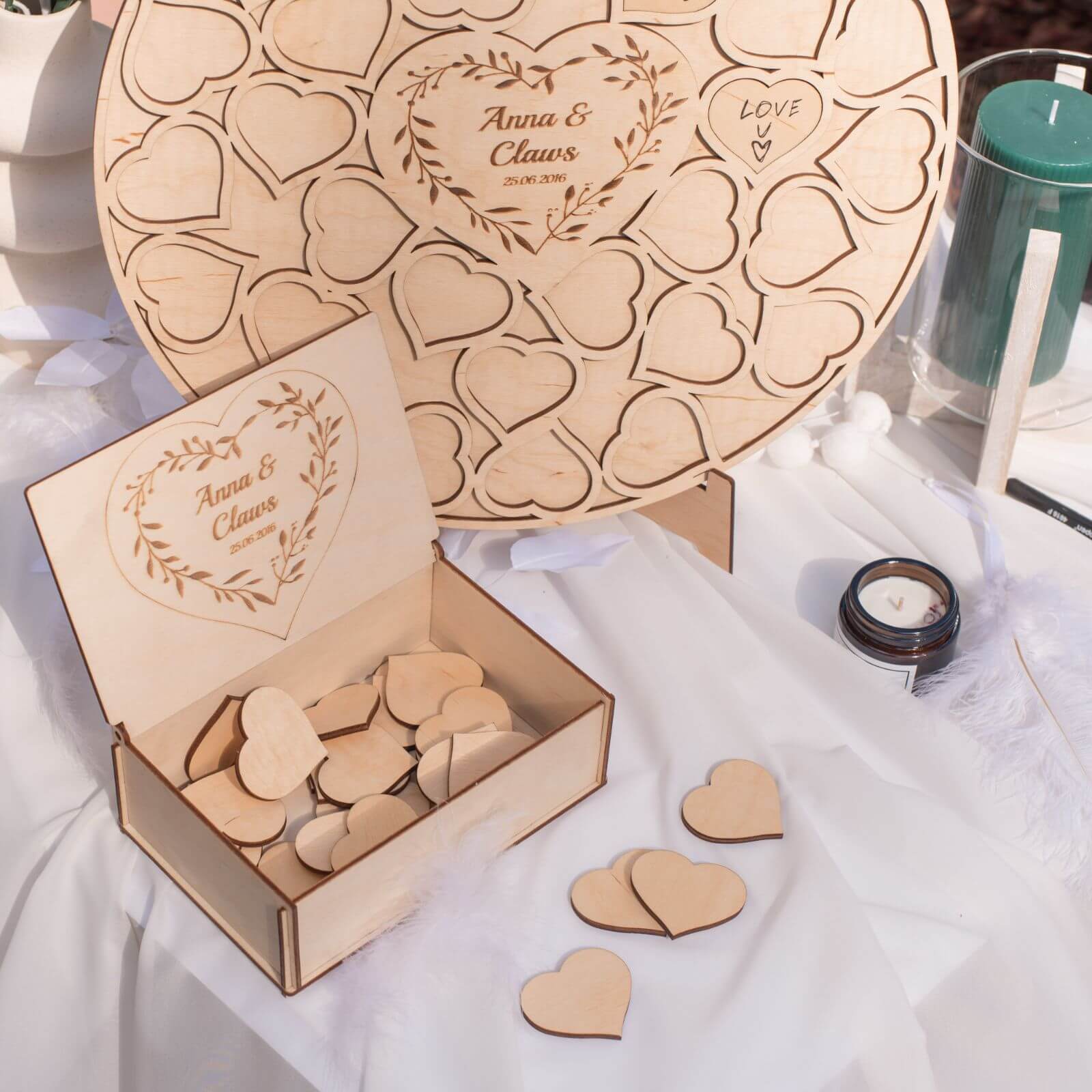 Minimalist Wooden Circle Wedding Guest Book - Natural Wood Decor