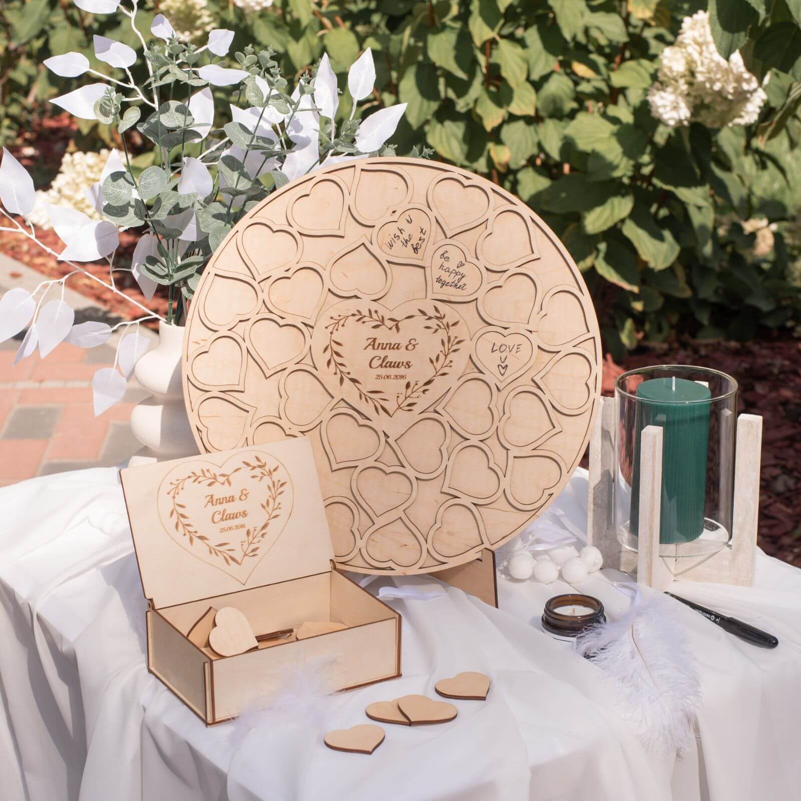 Minimalist Wooden Circle Wedding Guest Book - Natural Wood Decor
