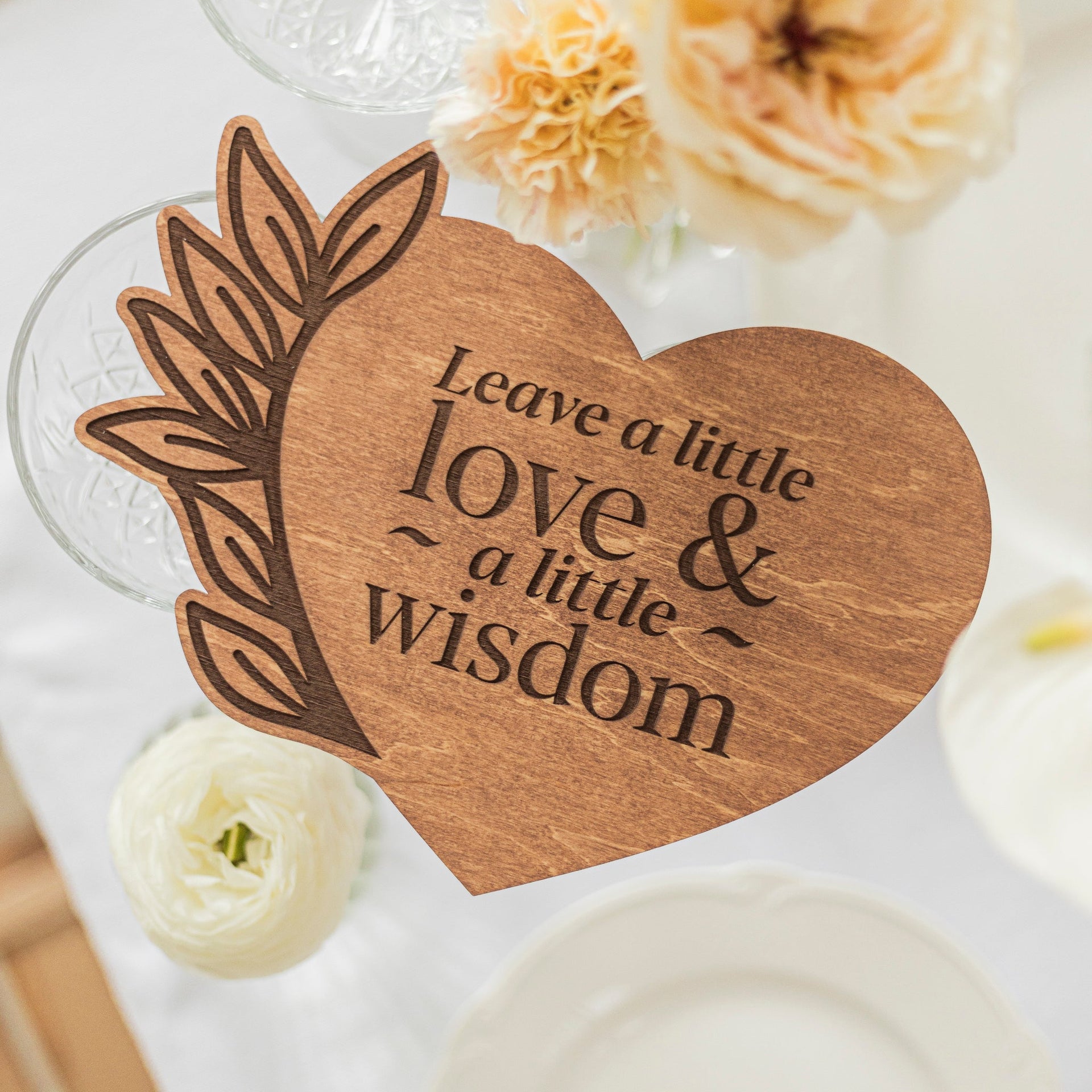 Elegant heart-shaped acrylic wedding memorial sign for honoring loved ones.