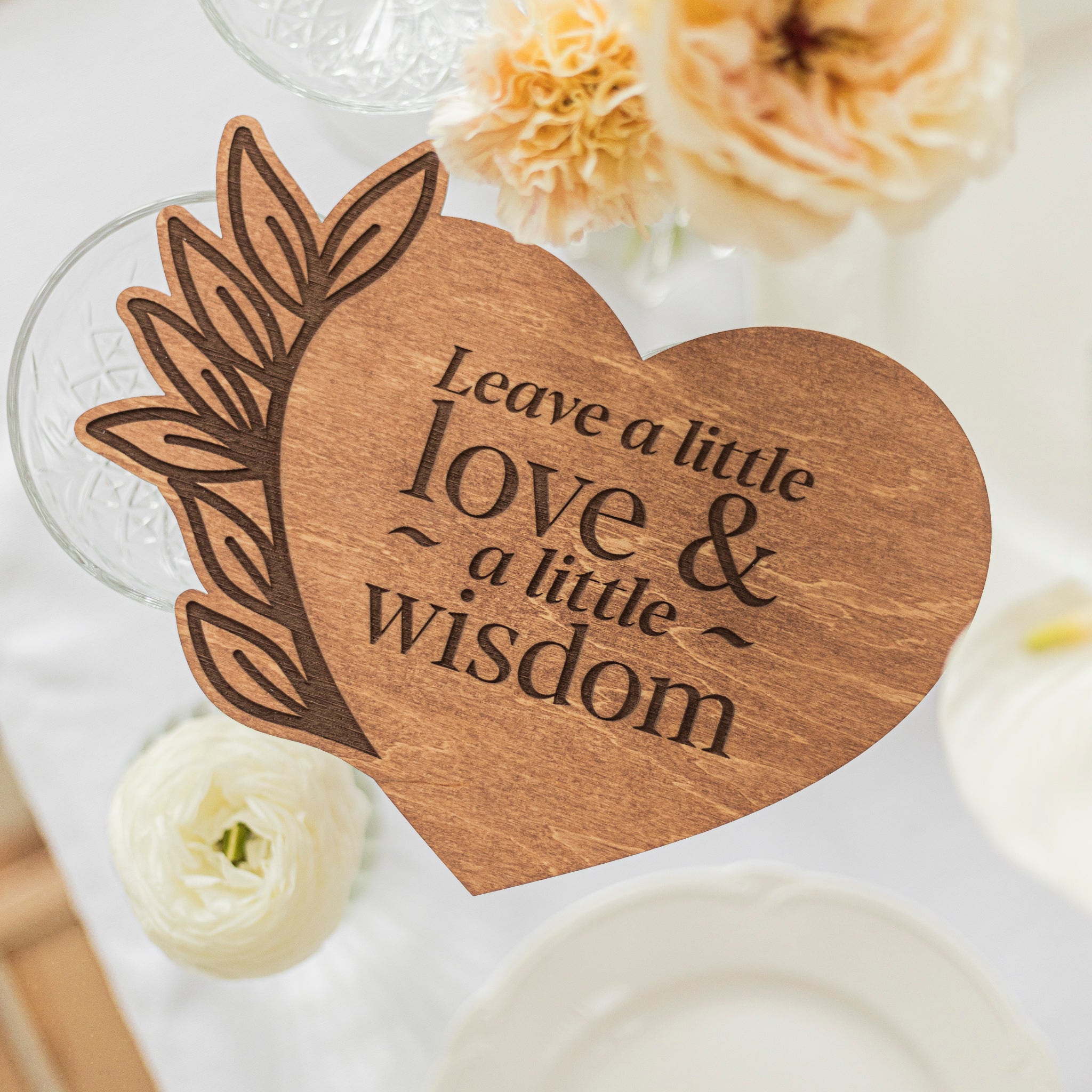 Elegant heart-shaped acrylic wedding memorial sign for honoring loved ones.