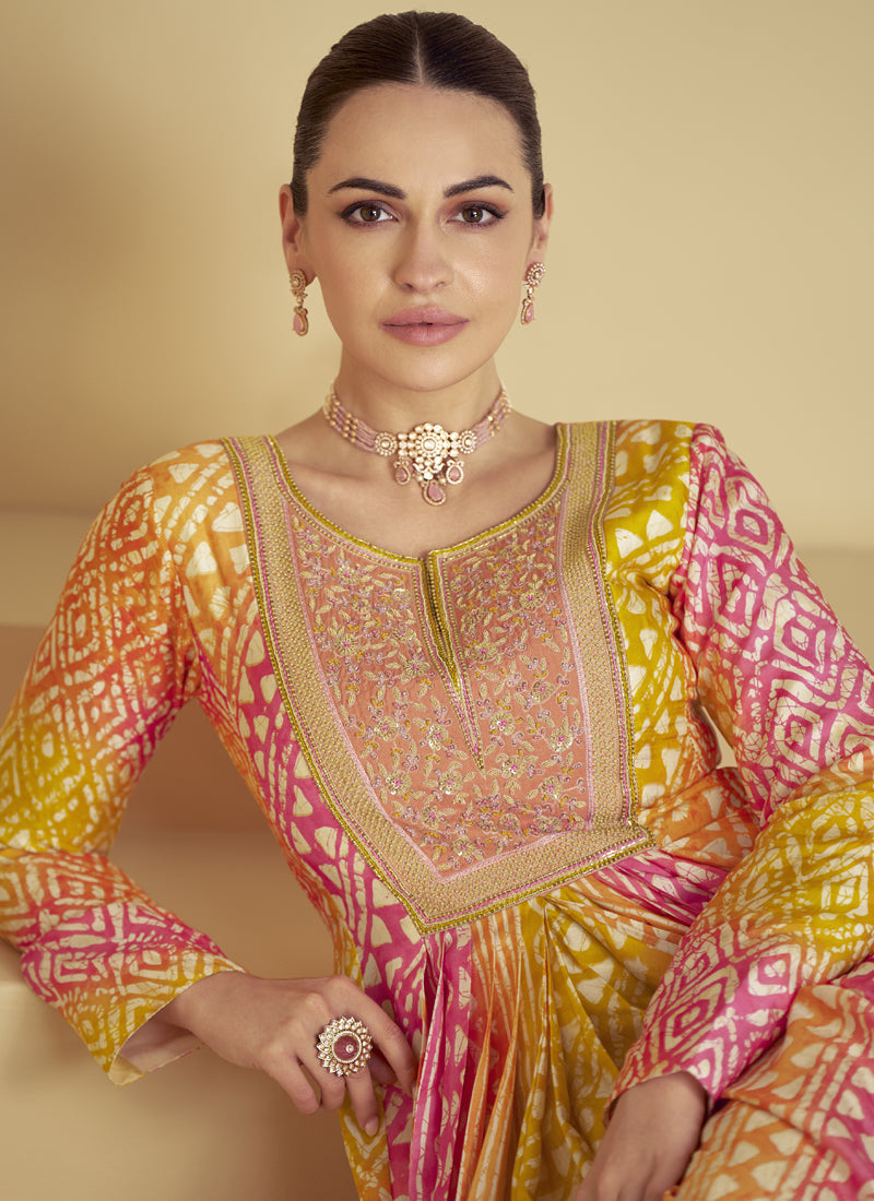 Multicolor Real Muslin Digital Print Anarkali Suit Set