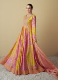 Multicolor Real Muslin Anarkali suit with digital print, gota patti, and embroidery details
