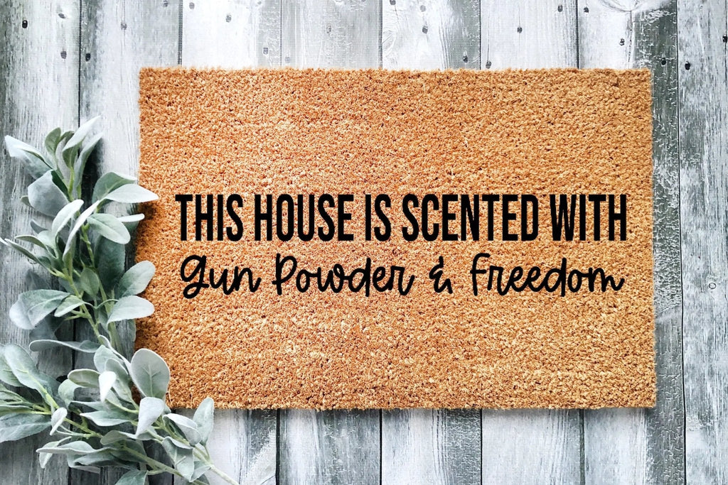Gun Powder & Freedom Patriotic Doormat – Rustic Entryway Decor
