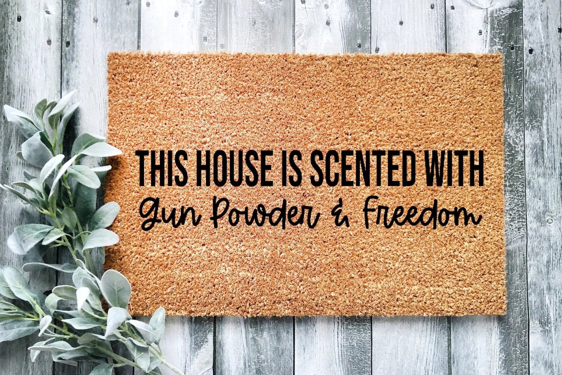 Gun Powder & Freedom Patriotic Doormat – Rustic Entryway Decor