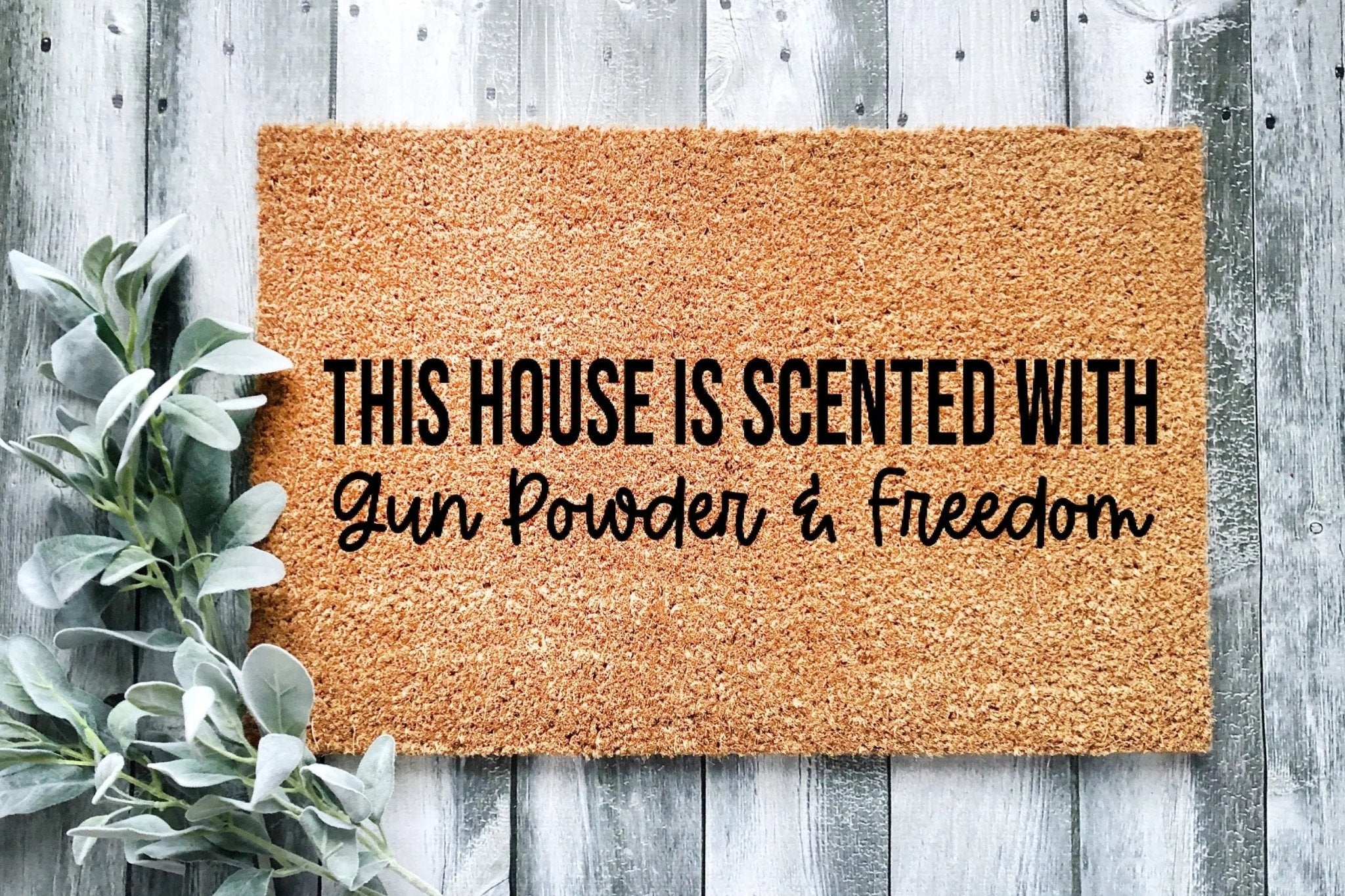 Gun Powder & Freedom Patriotic Doormat – Rustic Entryway Decor