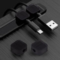 OYE 4 Pieces Magnetic Cable Holder Clips Cable Clips Management Cord Organizer for Max.5mm Wires Desk Top Wall Cord USB Cable Power Wire Mose Cable Black (Fits Max.5mm)
