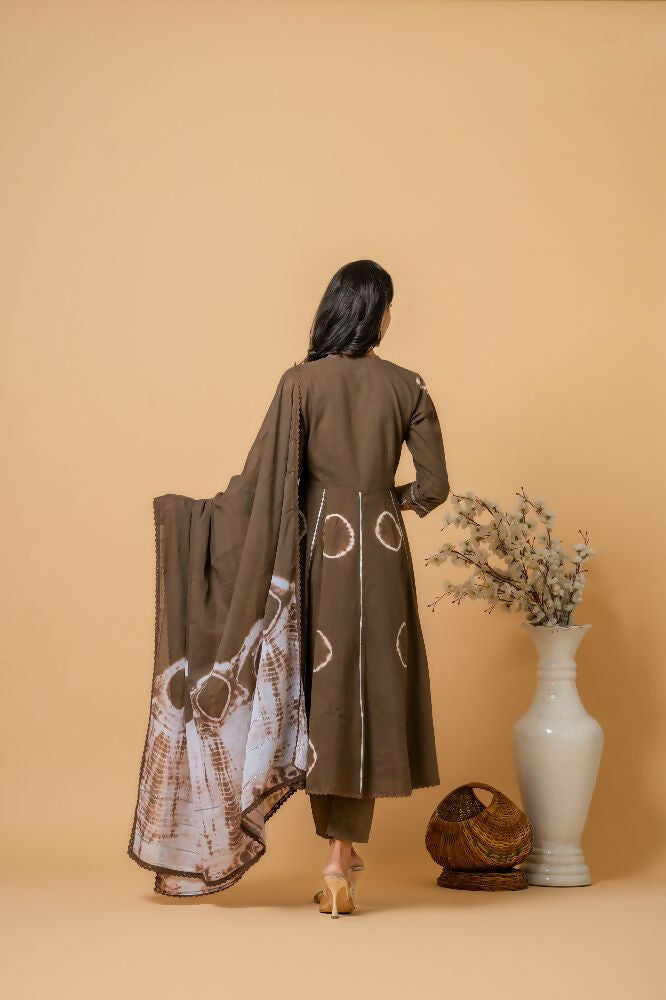 Brown Tie & Dye Cotton Suit Set - Stylish Ethnic Apparel