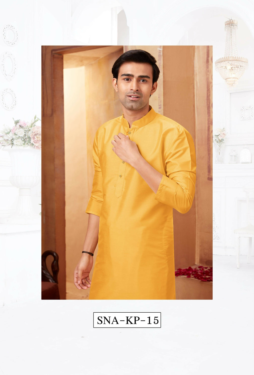 Yellow Art Silk Kurta Pyjama Set for Babies and Toddlers