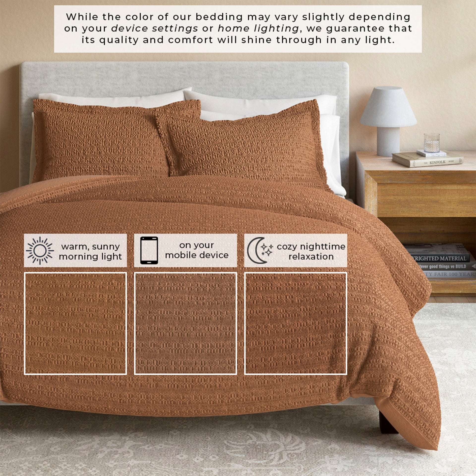 100% Cotton Honeycomb Waffle Duvet Set - Mattea Collection