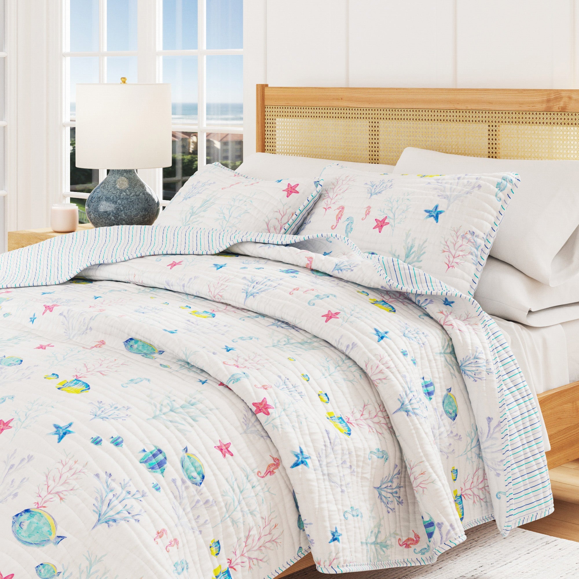 Colorful Coastal Seascape Quilt Set - Ryanne Collection