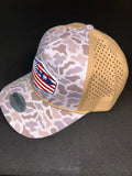 Water-Resistant Duck Camo Hat with American Flag Patch