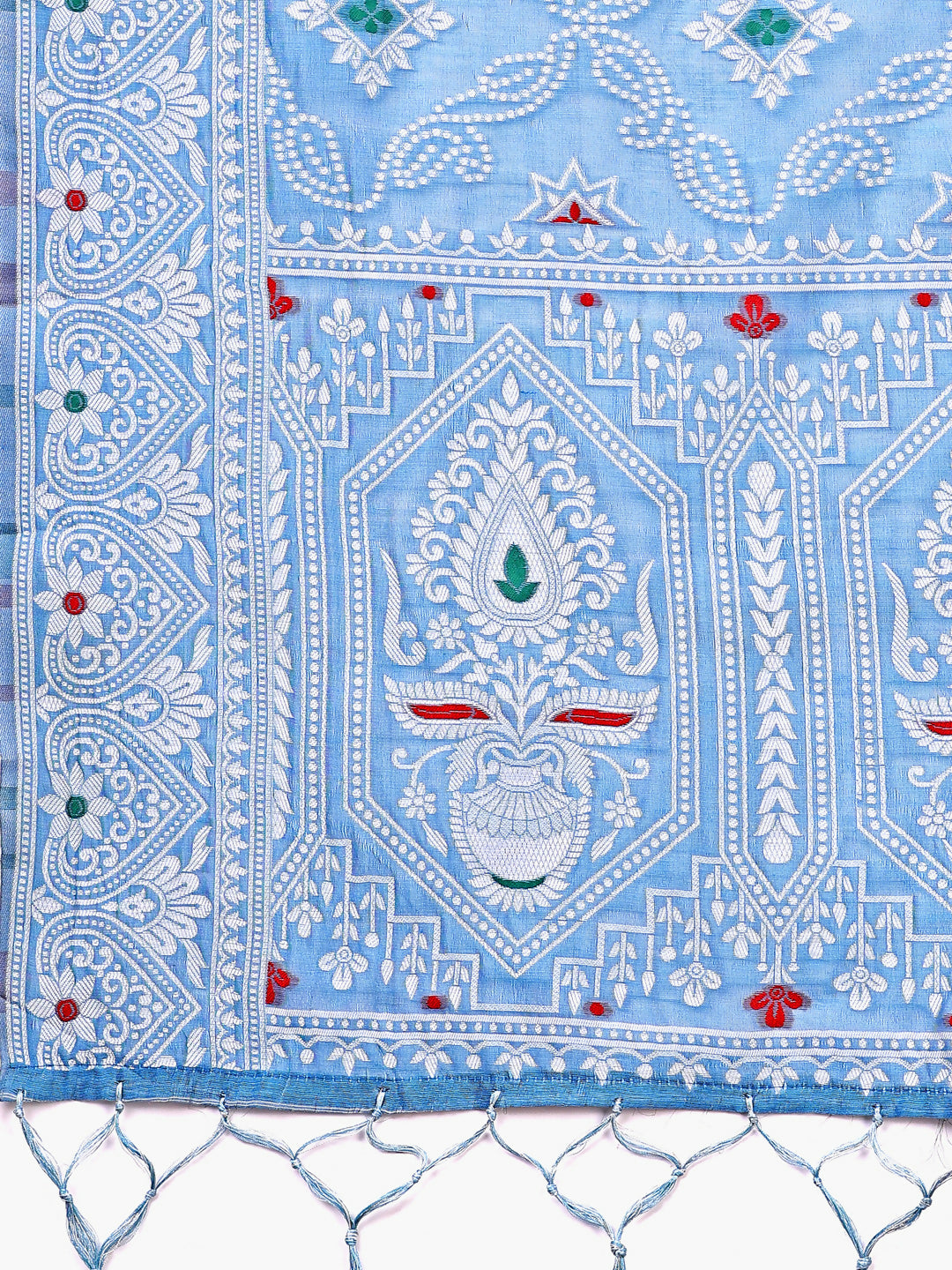 Pankhuri Sky Blue Linen Cotton Saree for Elegant Daily Wear