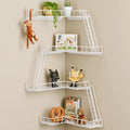 WOPITMER Fire Escape Wall Shelf - Modern City Style 4-Tier Corner Wall Shelves Easy to Install Metal Ladder Shelf for Figures New York Decorative Shelves for Bathroom Living Room & Home DecorWhite