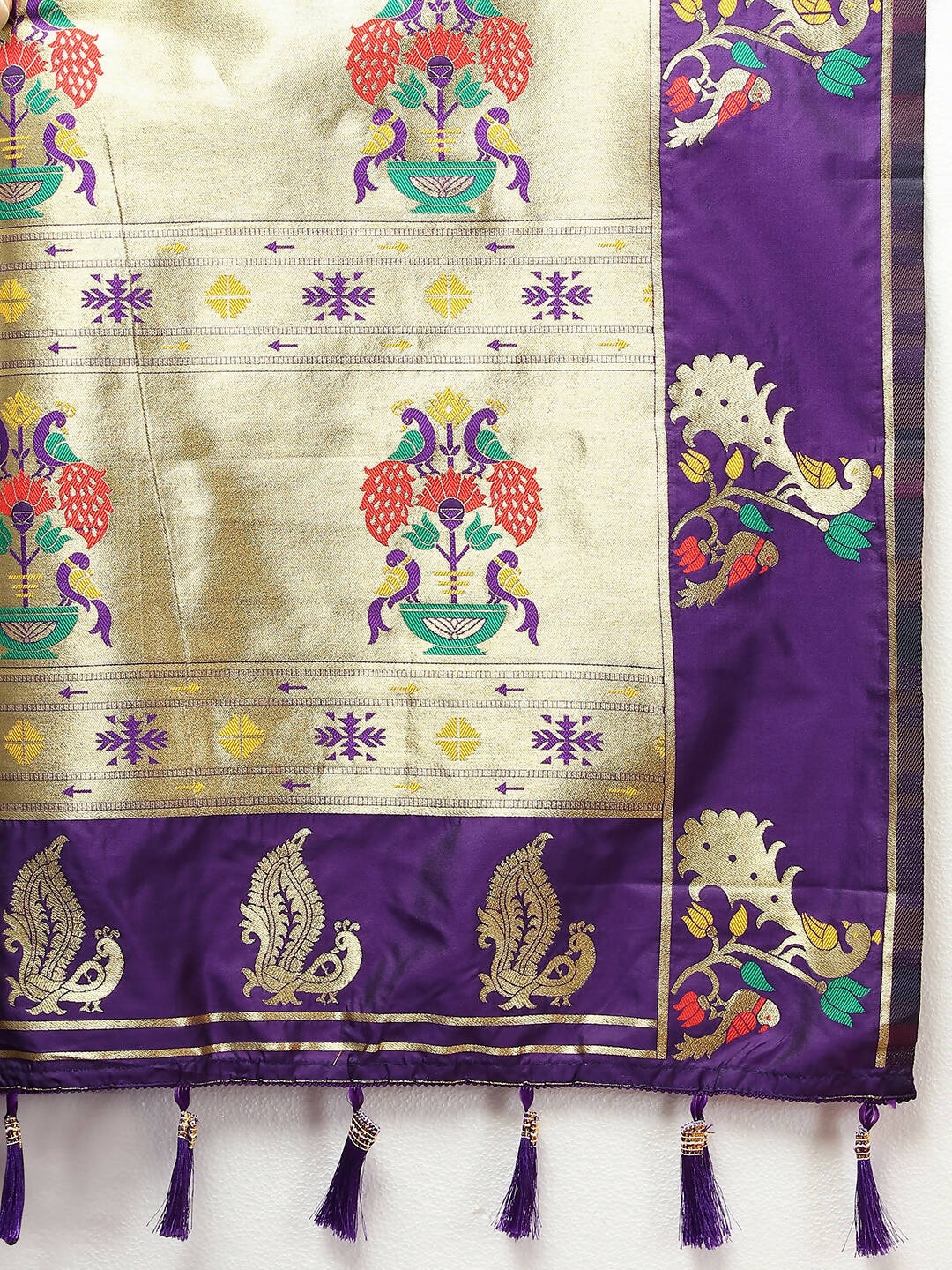 Purple Soft Paithani Silk Saree with Gold Zari Meenakari
