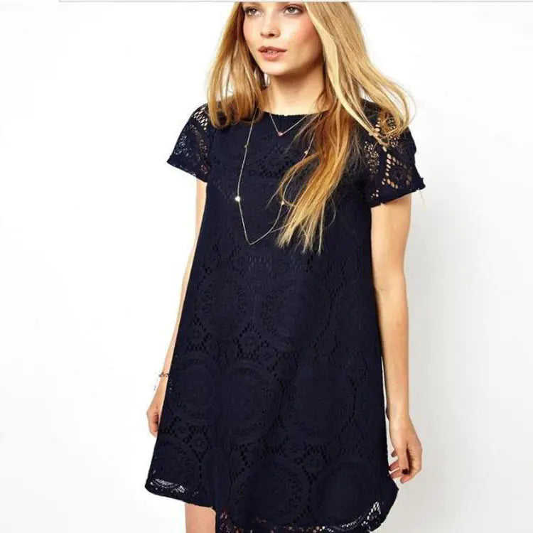 Plus Size Summer Dress with Lace A-Line Design
