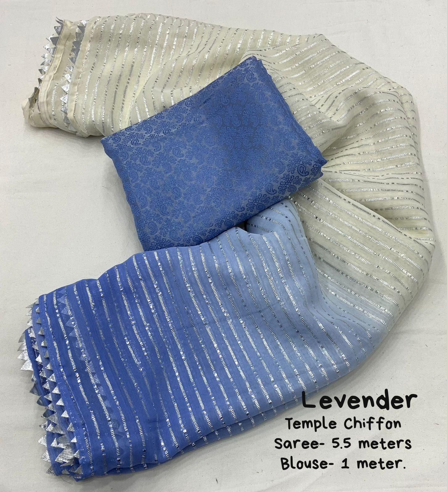 Lavender Poly Chiffon Striped Saree with Tie & Dye Patola Blouse