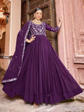 Joban Fashion Purple Readymade Dress With Sequins embroidery Work