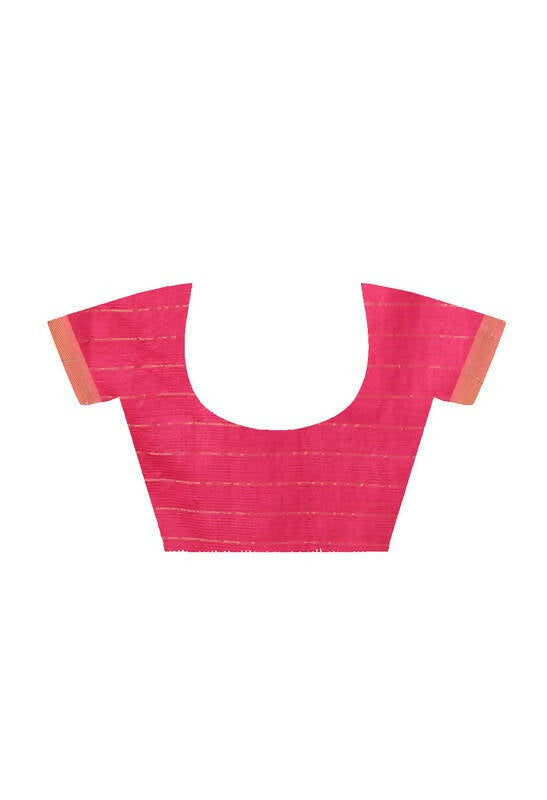 Pink Bhagalpuri Handloom Silk Raj Shree Saree with Blouse Piece