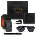 Gift Sets for Men (5 in1) Birthday Gifts for Men -Wallet Gift Set- Mens Gift Box for Men -Wallet Set for Men- Gift Baskets for Men Birthday-Mens Gift Box Set- Gift Set for Him-Retirement (BLACK)