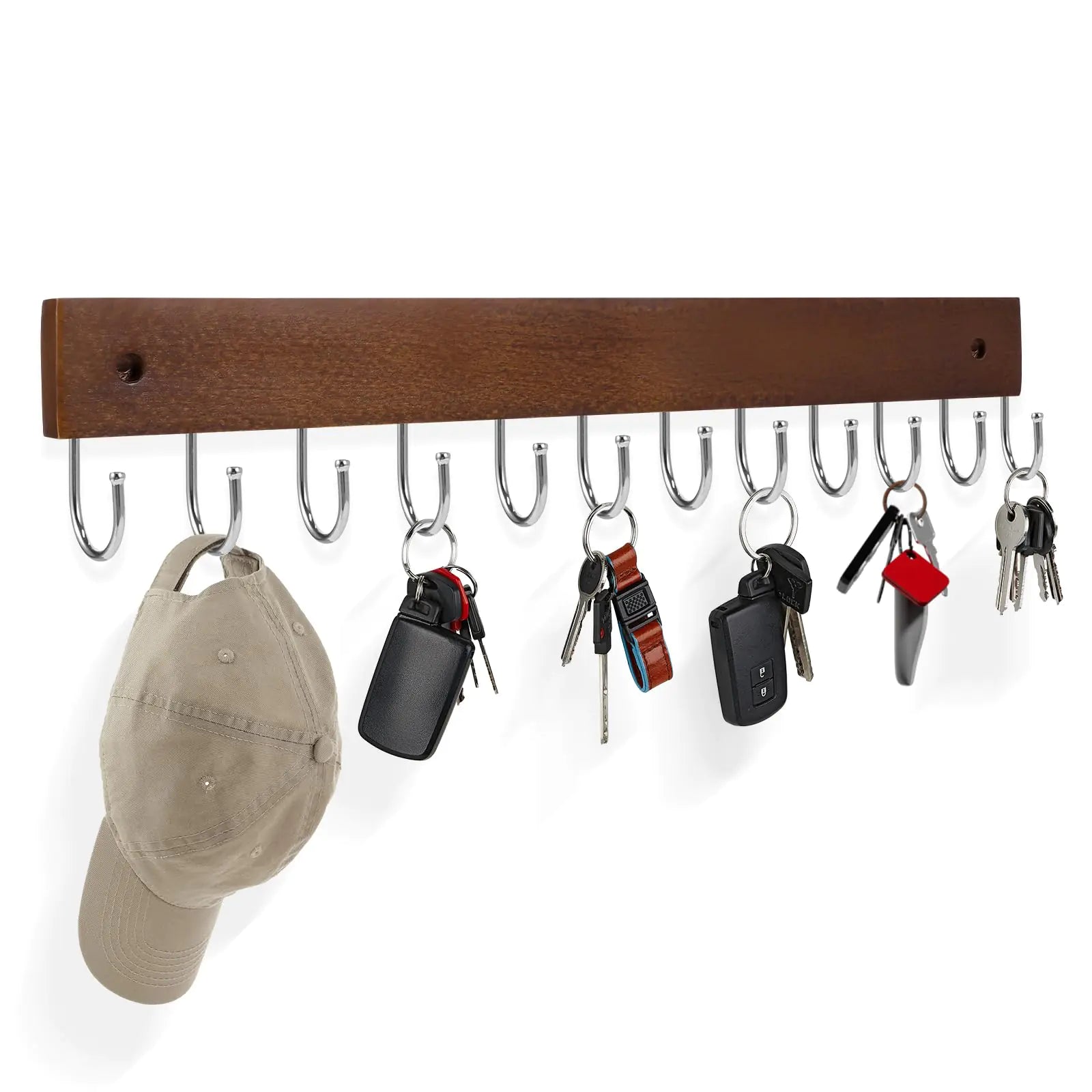 UNIFUN Key Hooks Key Hooks for Wall Mounted with 12 Hooks for Entryway Bathroom Hallway and Kitchen(1PACK)