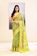 Olive embellished printed cotton blend saree