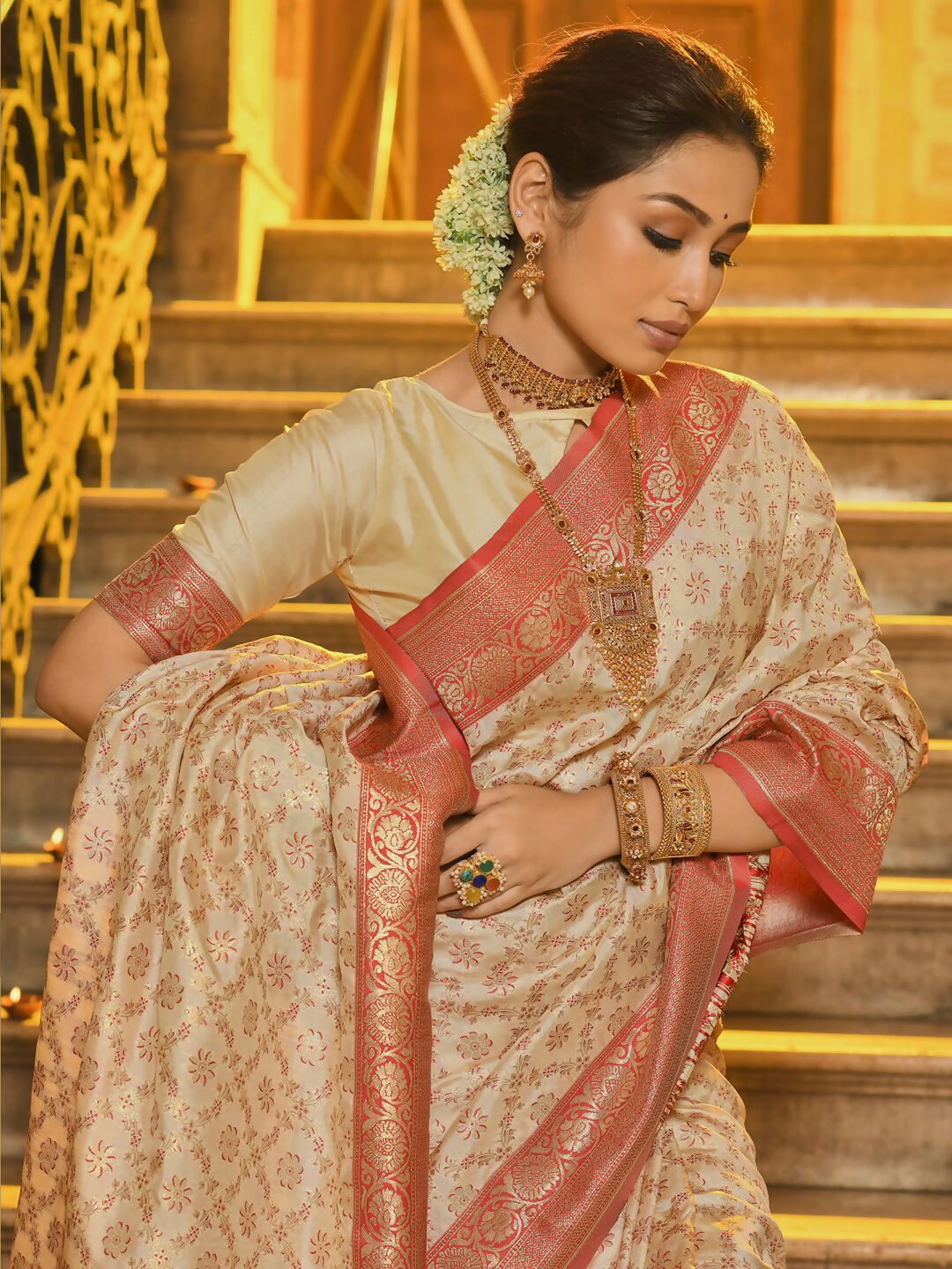 Shree Shyam Fashion Rajvastra Red Banarasi Silk Saree