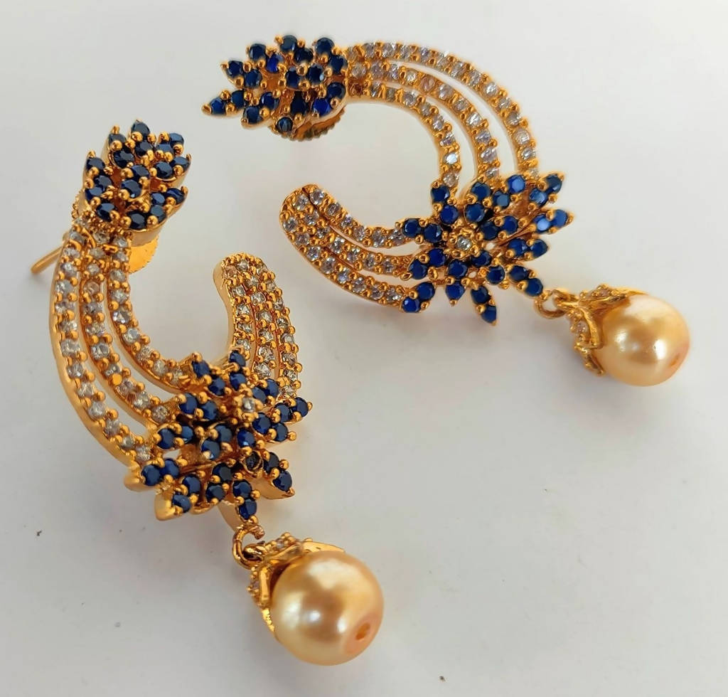 Blue AD Statement Earrings for Weddings and Ethnic Occasions