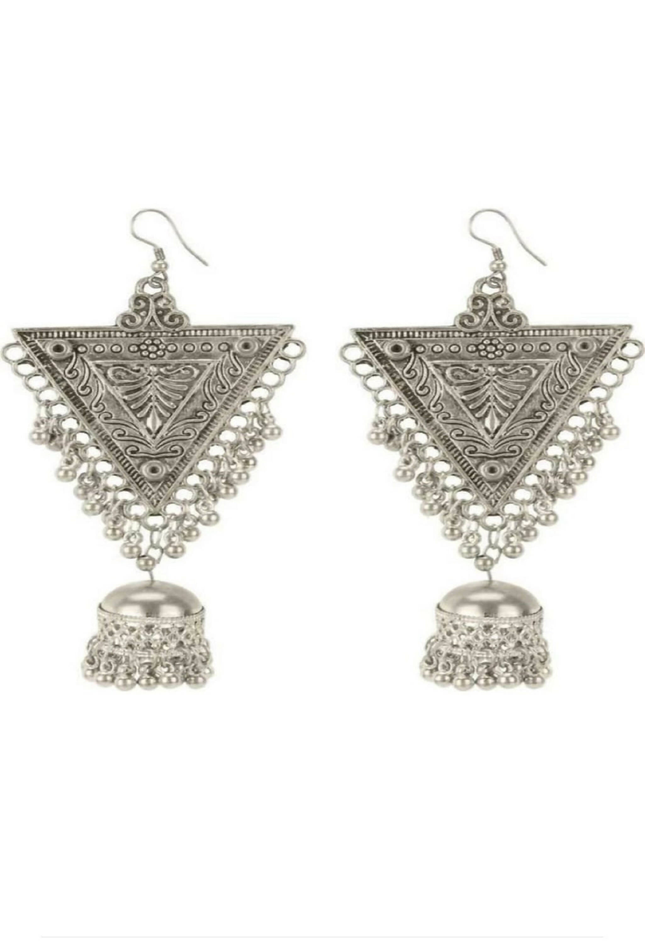 Joharkamal Silver-Plated Triangle Drop Earrings