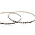 Artisanal oxidised silver-plated bangles with vintage pattern
