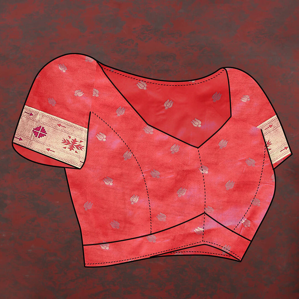 Red Soft Paithani Silk Saree with Copper Zari Meenakari