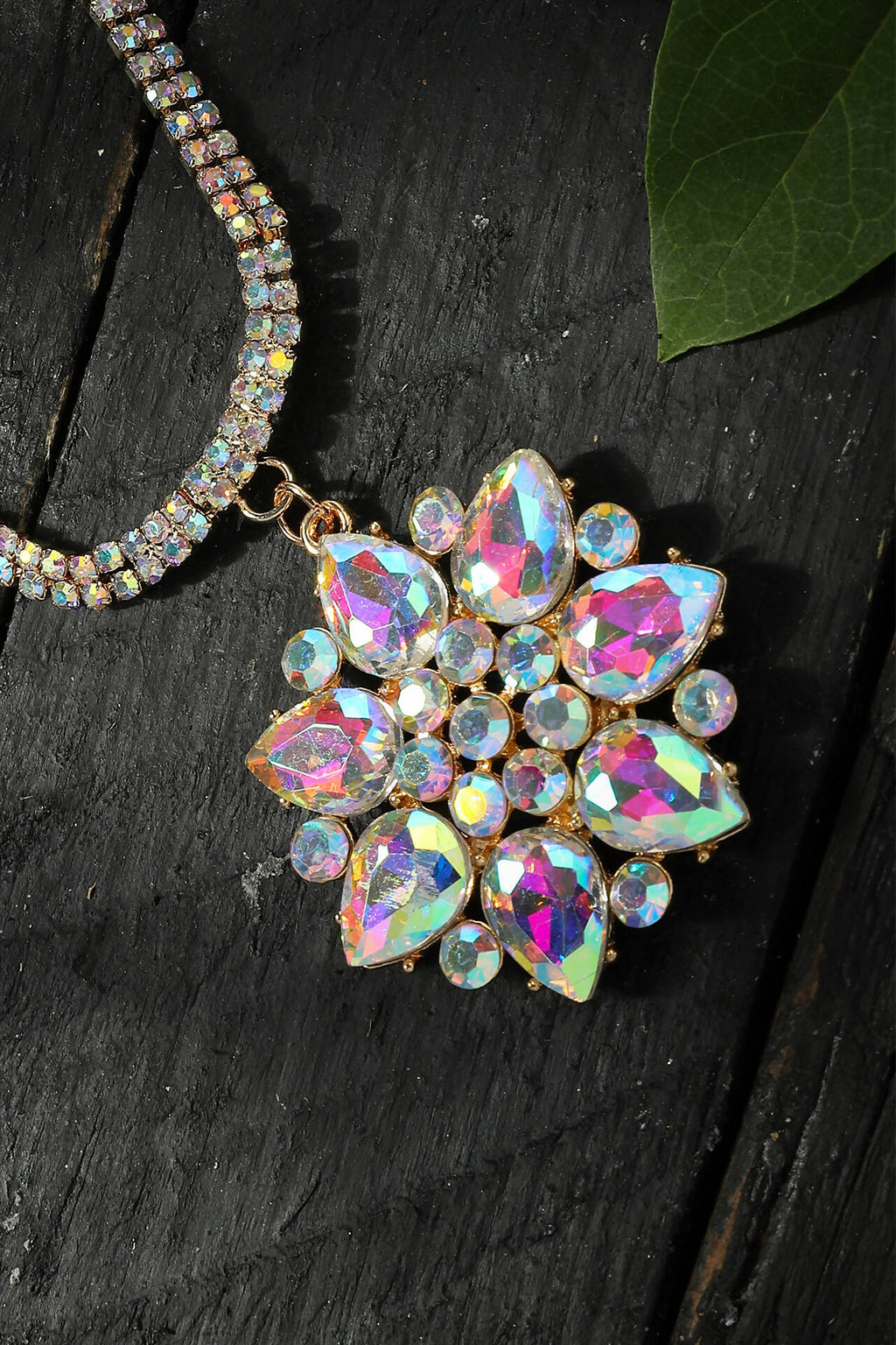 Statement AD Stone Long Necklace with Gold-Polished Finish
