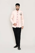 Peach imported polyester open prince coat for formal events
