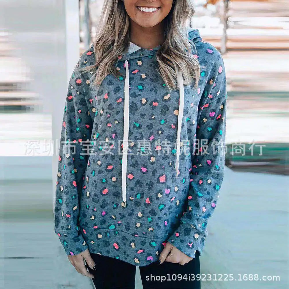 Women's Leopard Print Hooded Sweatshirt