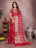 Magenta Soft Organza Silk saree with fine woven detailing