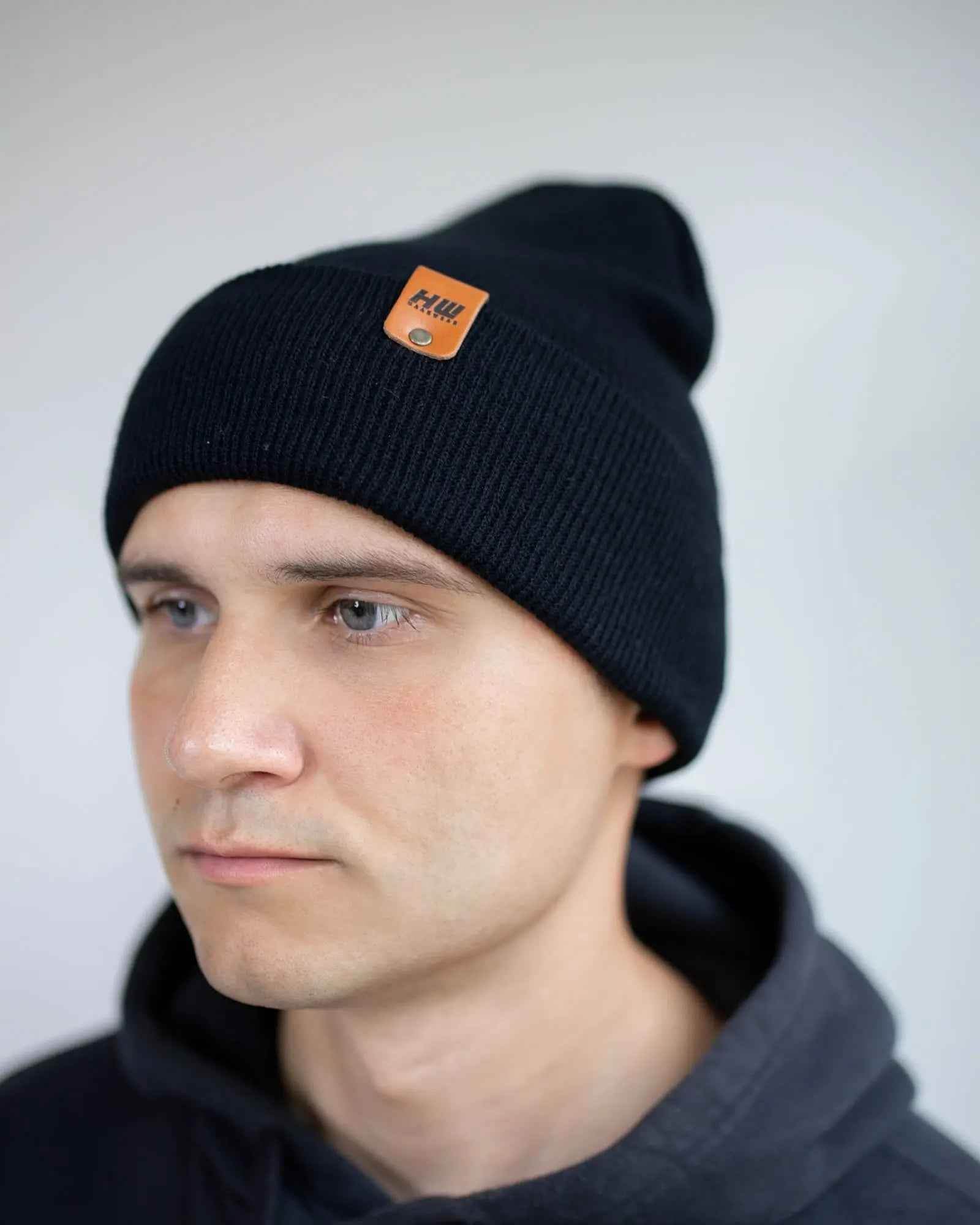HAAKWEAR Traditional Midnight Black Beanie | Classic Cuffed Knit Hat | Made in USA
