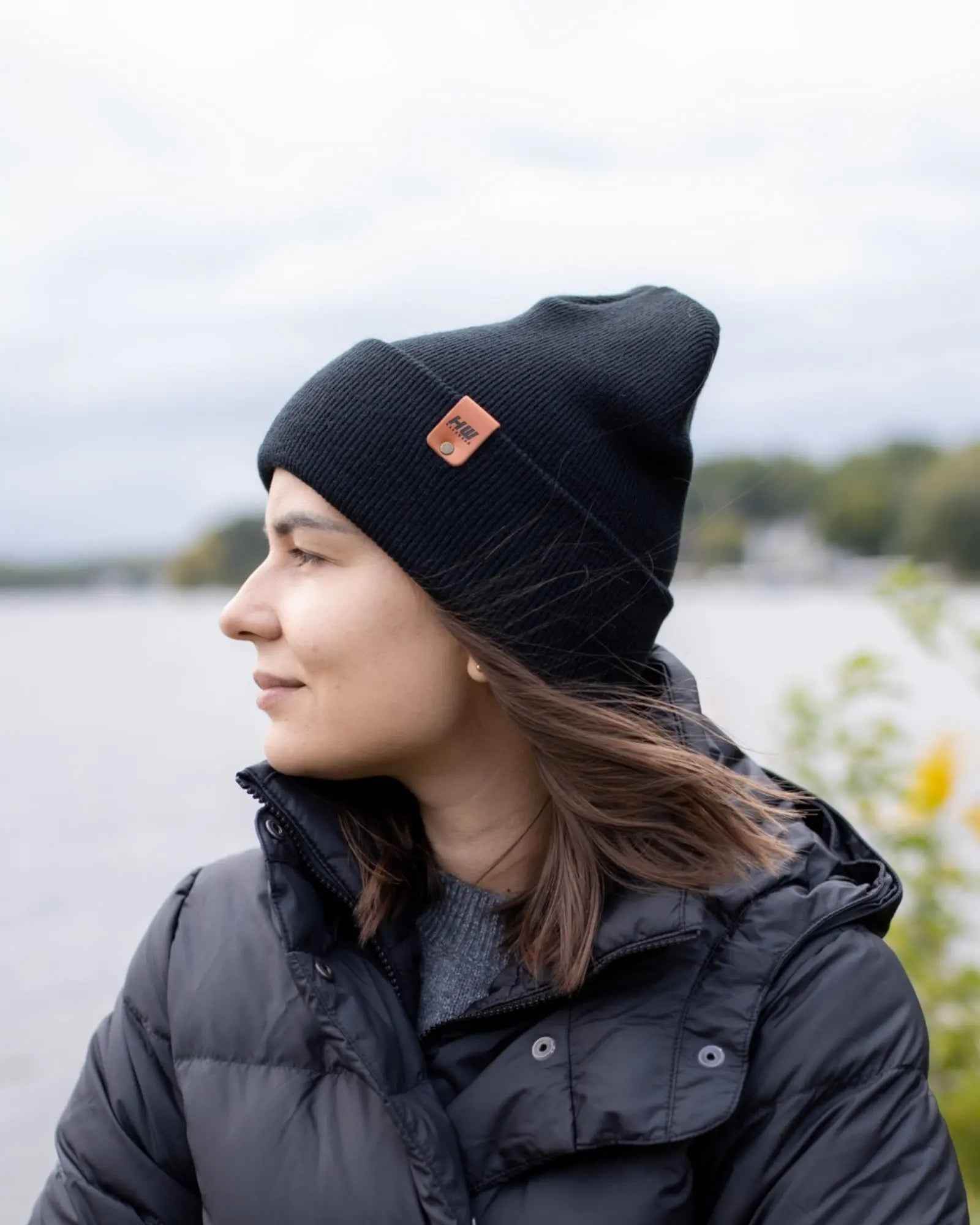 HAAKWEAR Traditional Midnight Black Beanie | Classic Cuffed Knit Hat | Made in USA
