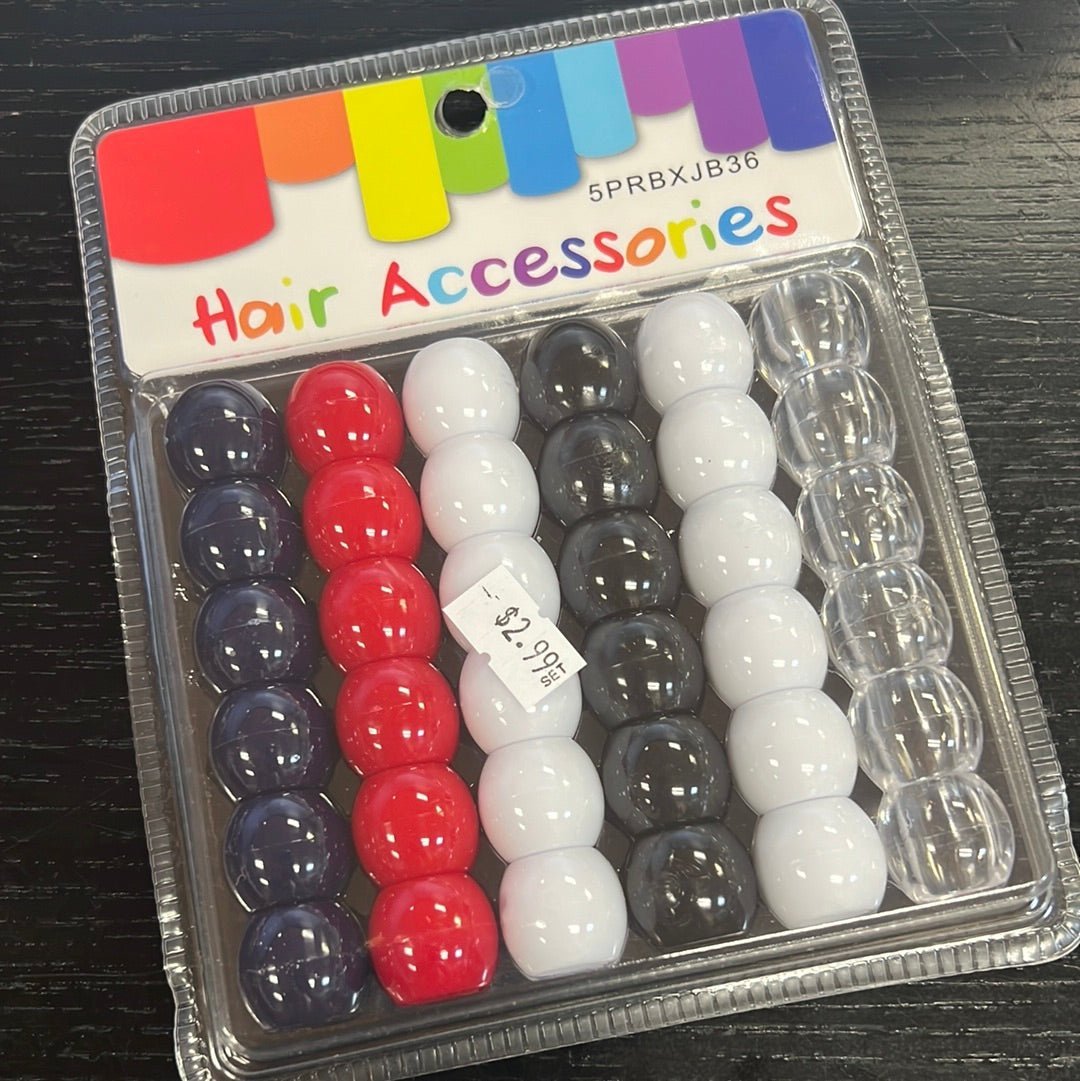 Large Tommy style hair beads in assorted colors for braiding and styling