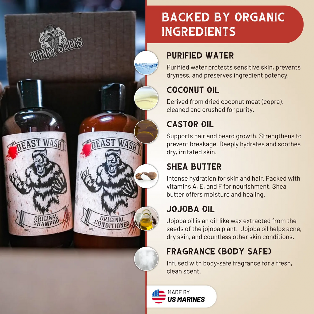 Beast Wash Organic Shampoo and Conditioner Hair Cleaning Kit 16oz - Image 3